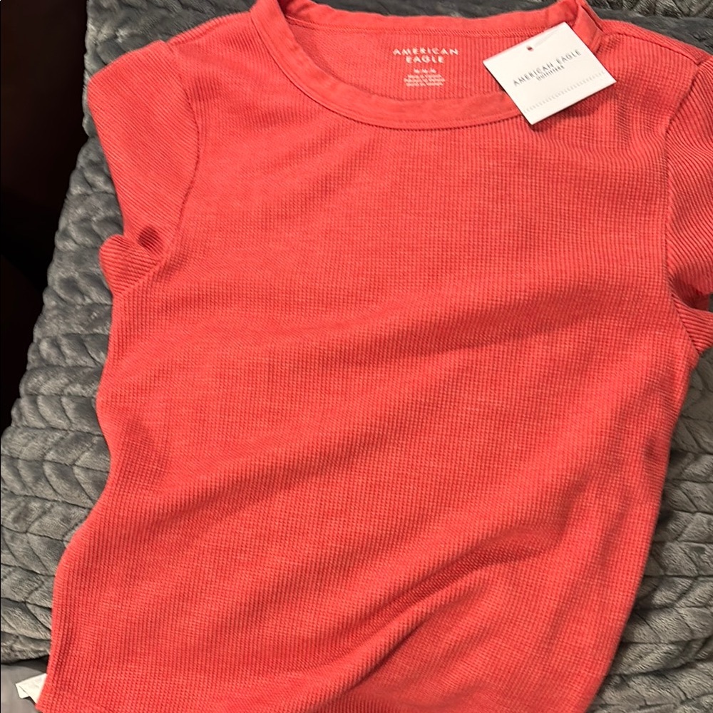American Eagle Outfitters Red Crew Neck Tee